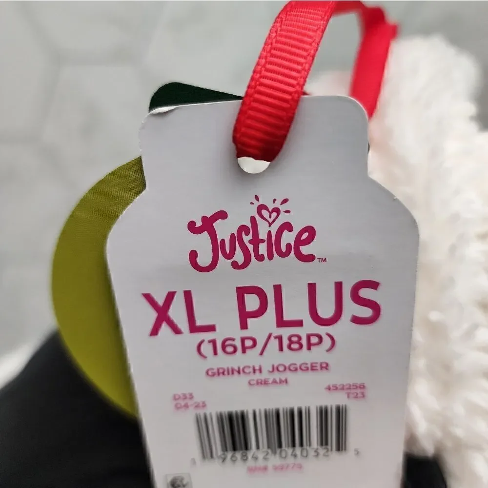 New Girls Justice The Grinch Joggers White Sherpa Christmas